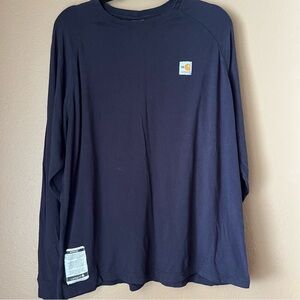 Carhartt FR Shirt Mens XL Navy Flame Resistant Work Clothes Construction Adult